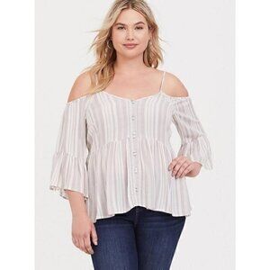 Torrid Babydoll Rayon Crepe Cold Shoulder Top Plus Size 1X